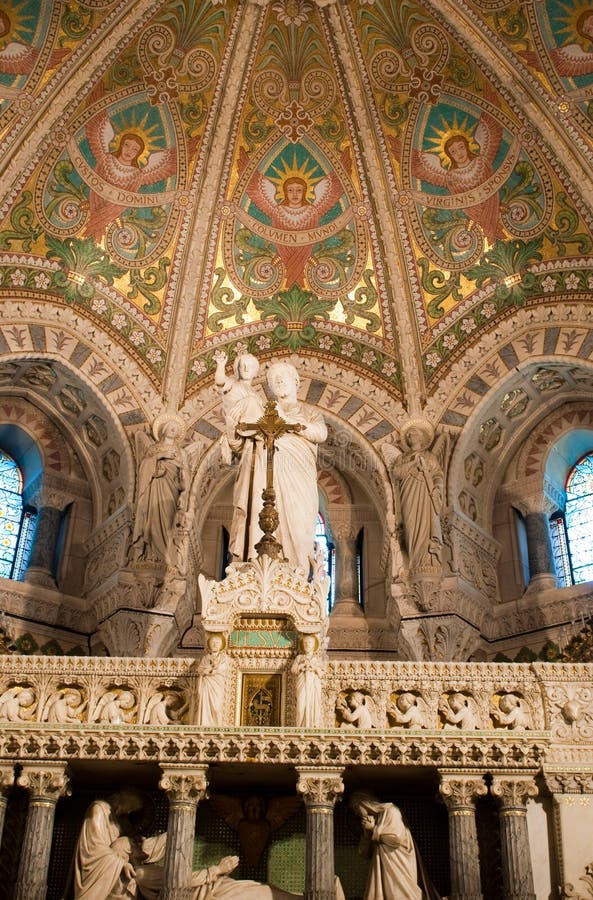 Interior of basilica Notre Dame de Fourviere