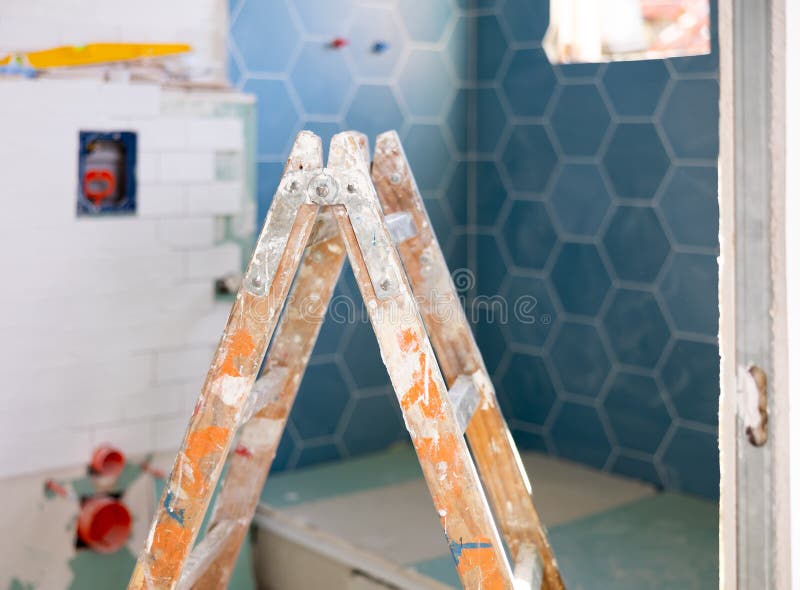 Interior of the Bathroom during Renovation Work Stock Photo Image of