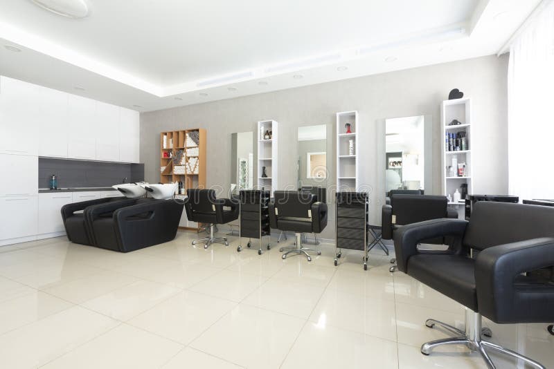 Interior of Beauty Salon in Black and White Colors Stock Image - Image of furniture, modern: 177319383 Interior of Beauty Salon in Black and White Colors Stock Image - Image of furniture, modern: 177319383