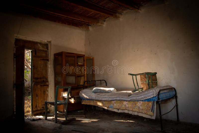 Interior of the bedroom of an abandoned room