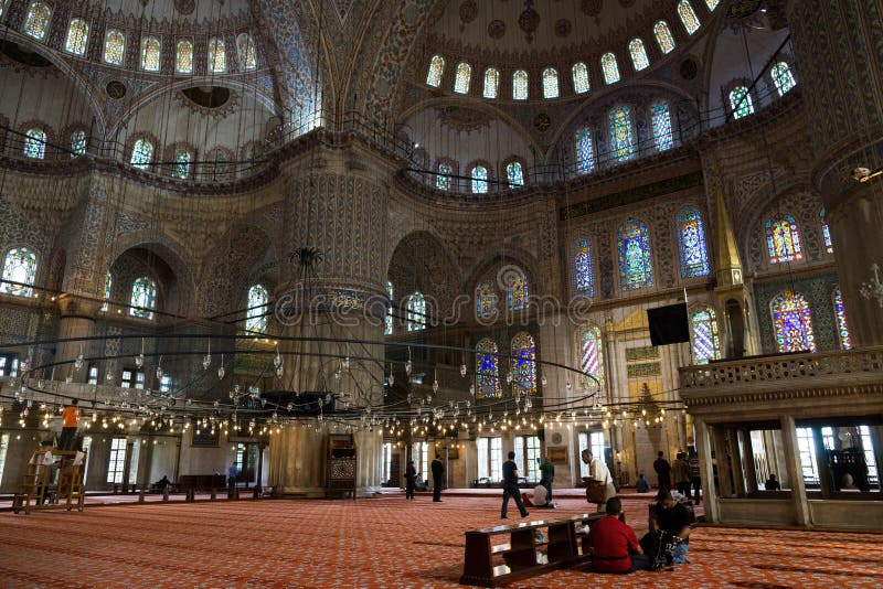 Interior of the blue mosque stock photos