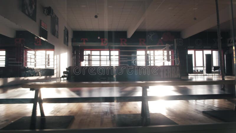 Interior of a boxing hall stock video footage