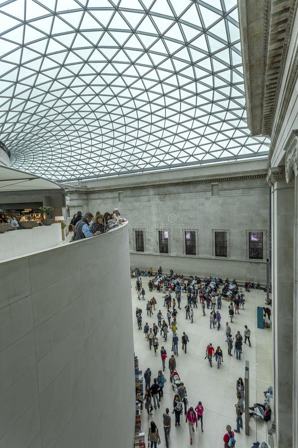 Interior of the British Museum with the glazed canopy stock photo