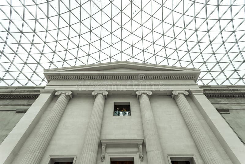Interior of the British Museum with the glazed canopy stock photo