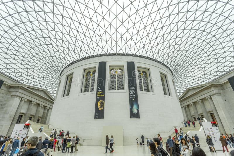 Interior of the British Museum with the glazed canopy stock photos