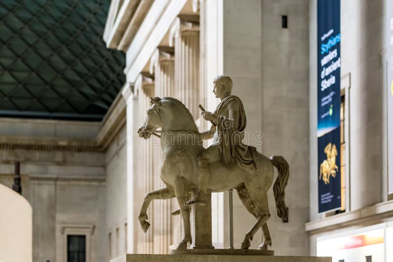 Interior of British museum in London stock photo