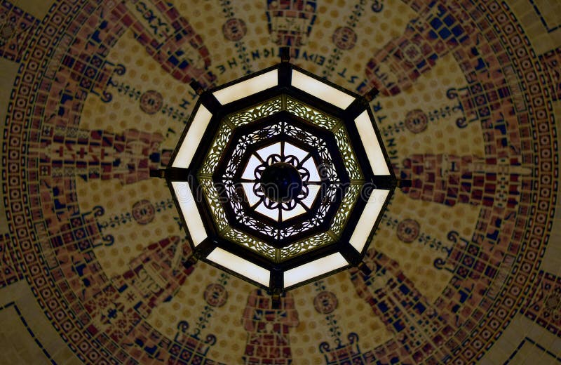 Interior of Building with Architectural Design of Ceiling Stock Image