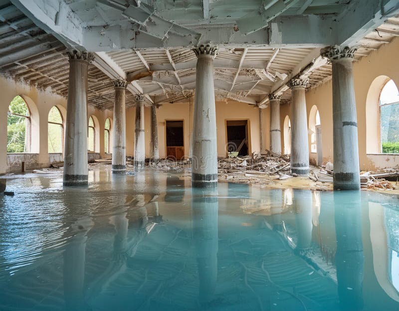 Interior of a Building Damaged and