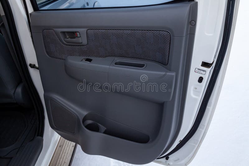 Car Door Trim with Black Leather Upholstery on a White Isolated Background  for Repair and Replacement in a Car Service. Spare Stock Photo - Image of  dashboard, console: 215675086