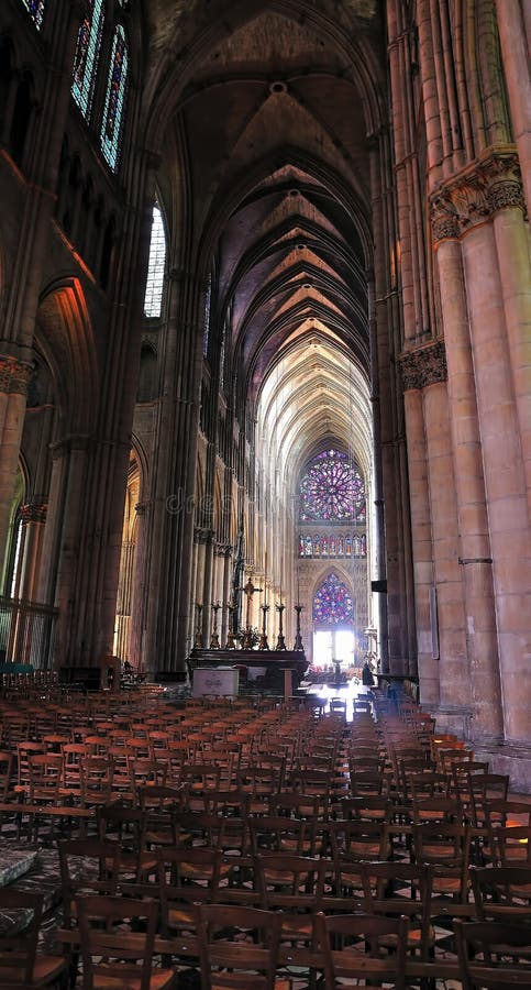 Interior of a cathedral in Reims.
