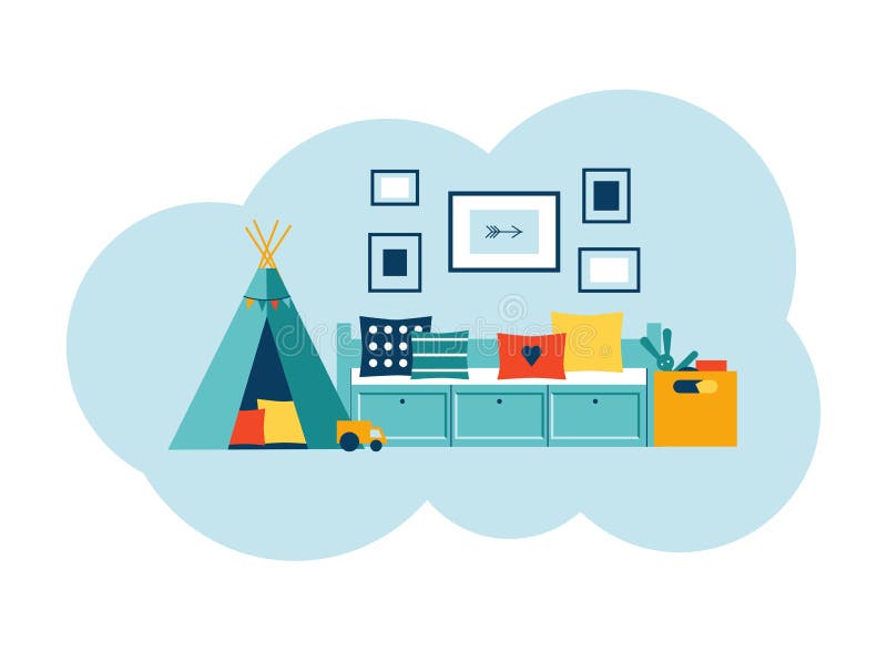 The interior of the children`s room in a modern style vector illustration The interior of the children`s room in a modern style vector illustration