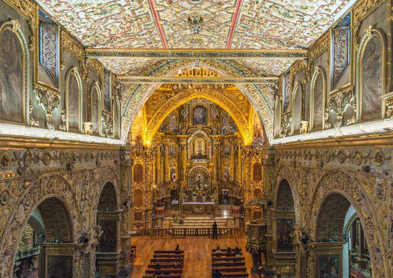 Interior of the Church of San Francisco, Quito royalty free stock photography Interior of the Church of San Francisco, Quito royalty free stock photography