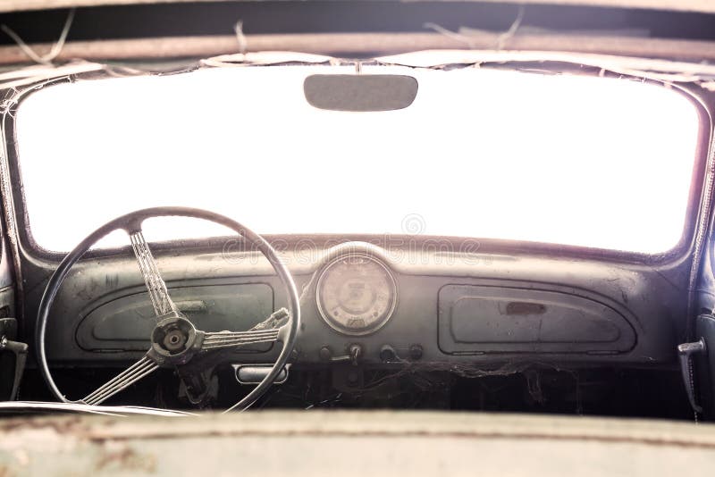 Interior of a Classic Vintage Old Car Stock Photo Image of chrome