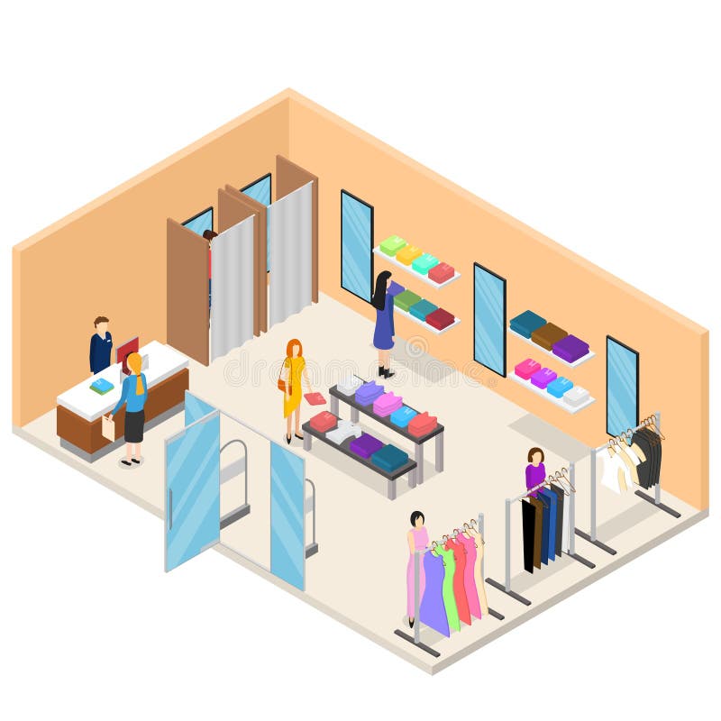 Download Interior Clothing Store Isometric View. Vector Stock Vector - Illustration of casual, beauty ...