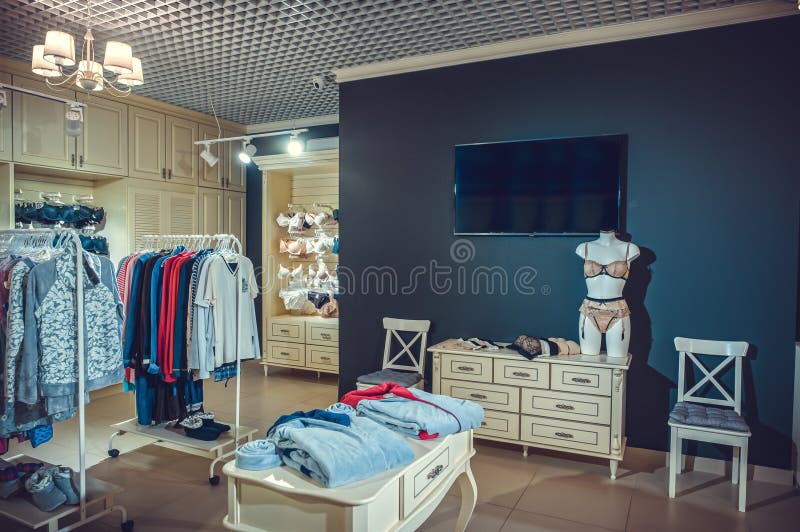 Modern And Fashionable Interior Of Underwear Shop Stock Photo, Picture and  Royalty Free Image. Image 48263558.