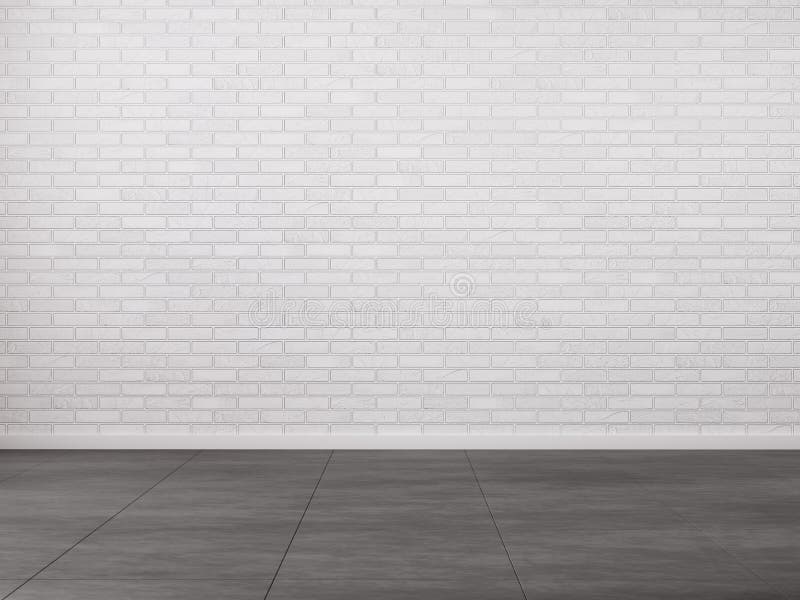 La Pared De Ladrillo, El Piso Concreto Y El Fondo 3d De Las Lámparas