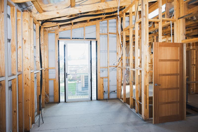 Interior view construction new residential home. Interior view construction new residential home.