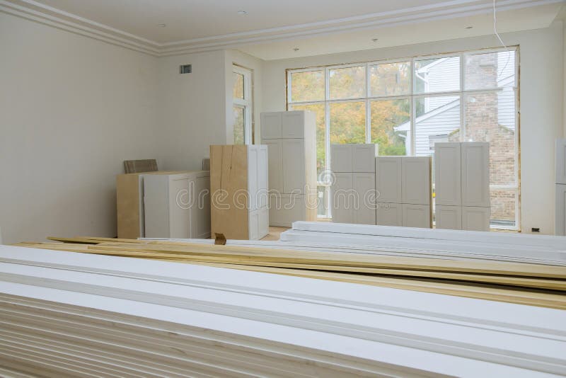 Interior Construction of Housing Project with Molding Installed Stock