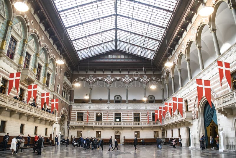 Interior of Copenhagen City Hall. Copenhagen, Denmark. February 2020 ...