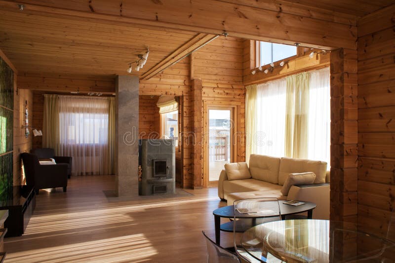 The interior of a country house living room