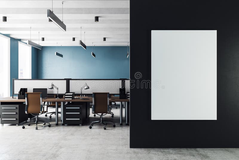 Interior coworking del contemporáneo con el cartel libre illustration Interior coworking del contemporáneo con el cartel libre illustration