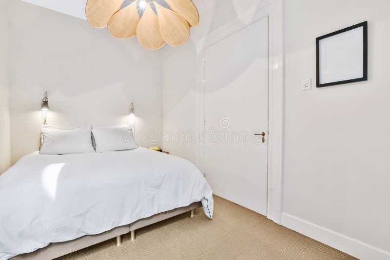 Bright bedroom design stock image. Image of design, style 222991549