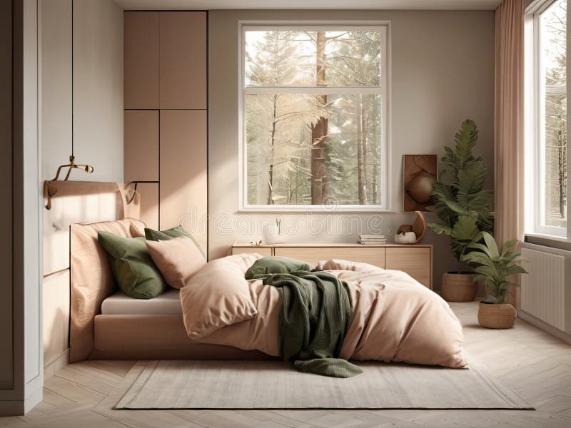 Interior of a Cozy Contemporary Bedroom Stock Image Image of lamp