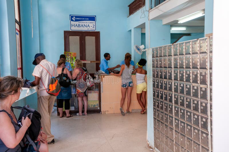 Interior of a Cuban Post Office in Old Havana. Editorial Photography