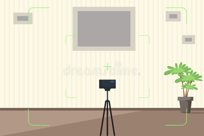 Interior da sala com ilustração do visor da câmera ilustração royalty free Interior da sala com ilustração do visor da câmera ilustração royalty free