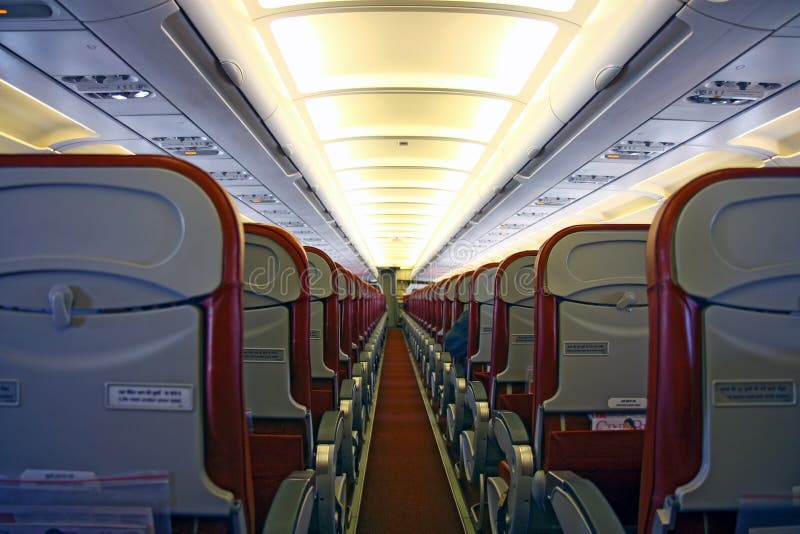 Interior of passenger aircraft and seats. Interior of passenger aircraft and seats