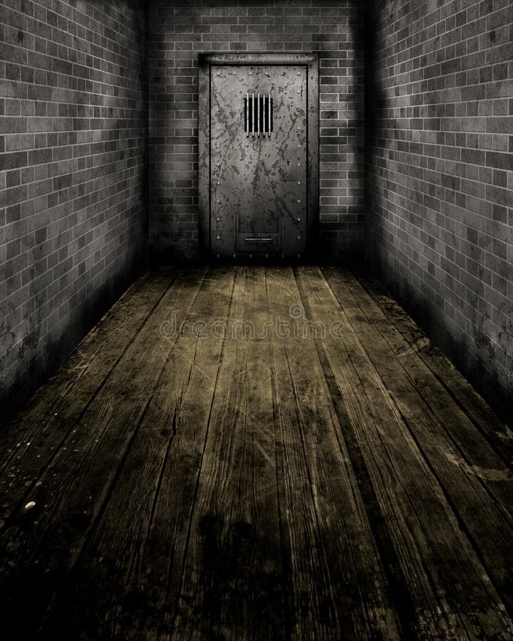 Interior de Grunge com uma porta da prisão ilustração do vetor Interior de Grunge com uma porta da prisão ilustração do vetor