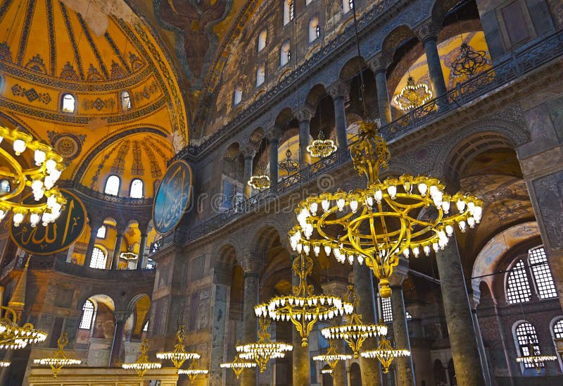 Hagia Sophia interior at Istanbul Turkey - architecture background. Hagia Sophia interior at Istanbul Turkey - architecture background