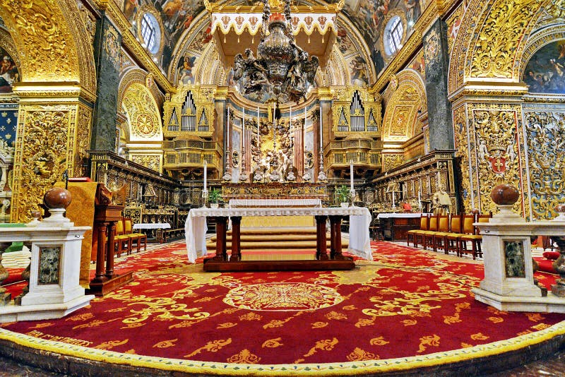 Interior de la Co-catedral del ` s de St John, La Valeta, Malta