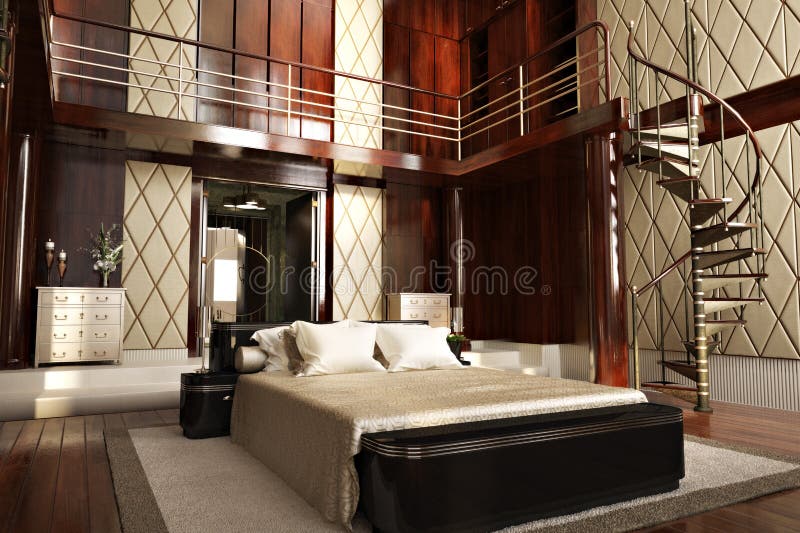 Interior de lujo de un dormitorio elegante ilustración del vector Interior de lujo de un dormitorio elegante ilustración del vector