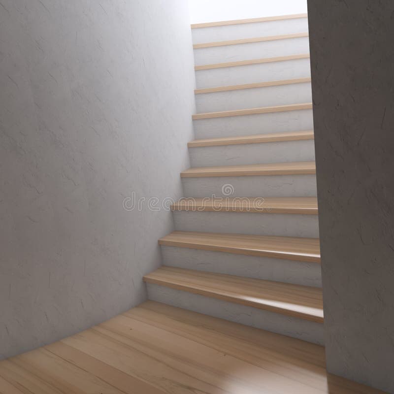 Interior de madeira da escadaria espiral ilustração royalty free