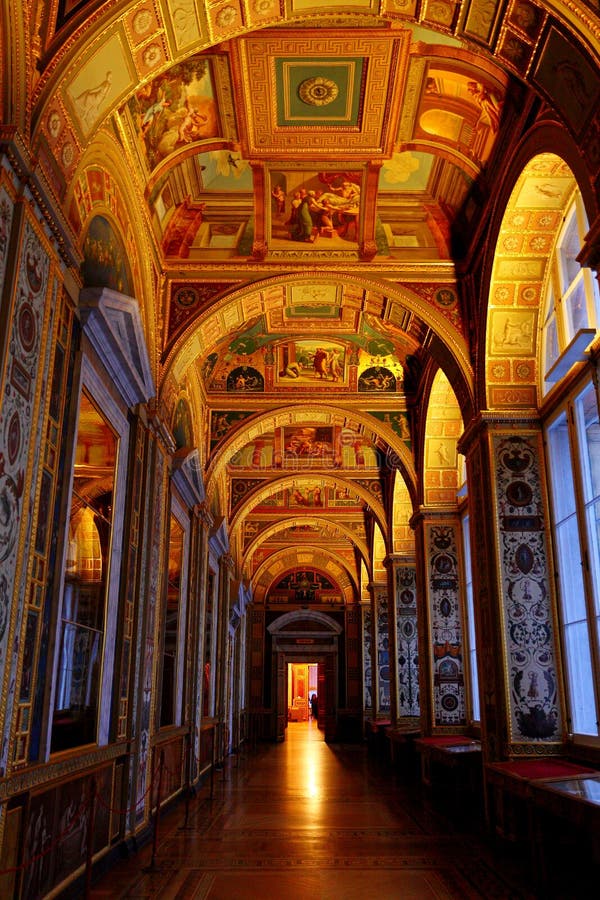 Interior de Raphael Loggias do palácio do inverno do eremitério do estado fotos de stock