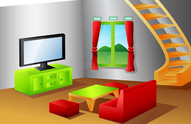 Interior De Una Sala De Estar De La Casa Ilustración del Vector