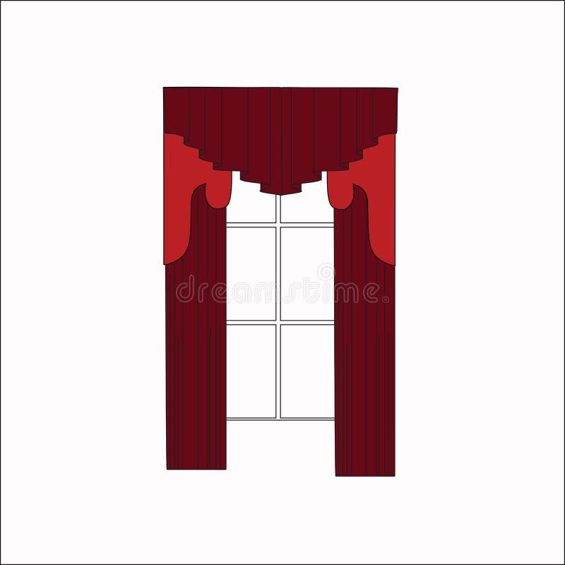 Interior Decoration. Curtains. Curtains Interior Design Sketch Stock