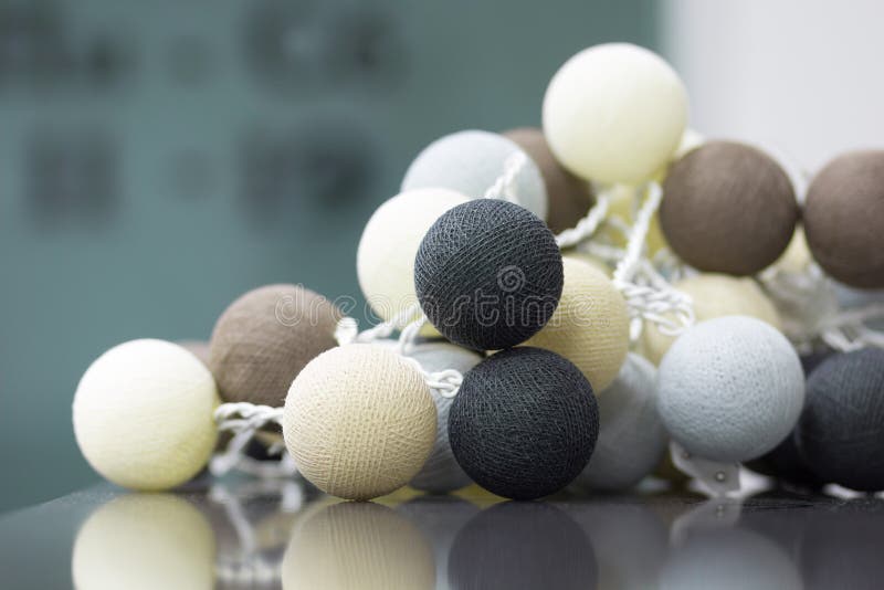 Interior Decoration of Neutral Colored Knitted Balls Stock Image