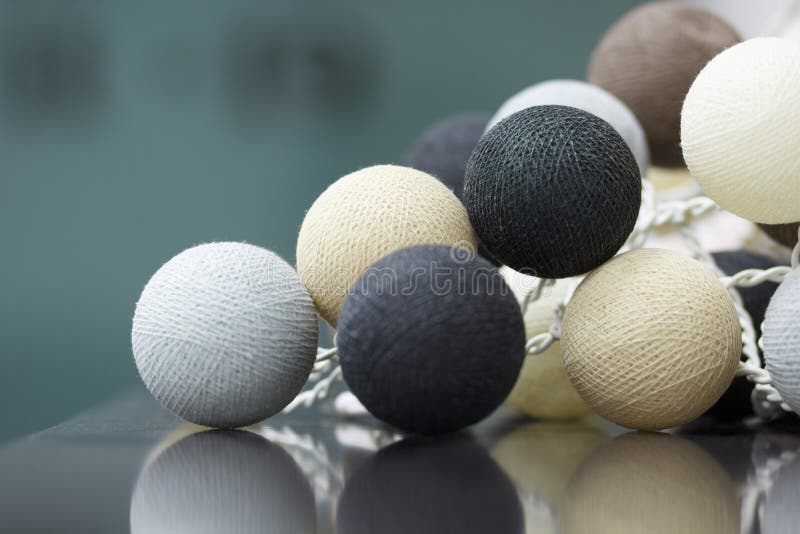 Interior Decoration of Neutral Colored Knitted Balls Stock Image