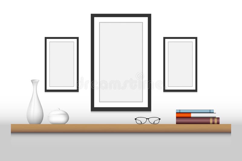 Interior decoration shelf and photo frame, Vector design, Illustration