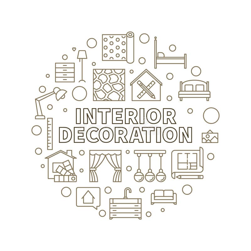 Interior Decoration vector round Design outline illustration royalty free illustration