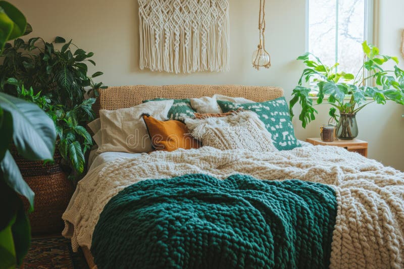 Interior Decortrends, Contemporary Macram Decor in a Boho Bedroom with