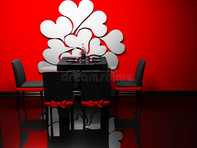 Interior del diseño del comedor romántico de la elegancia stock de ilustración Interior del diseño del comedor romántico de la elegancia stock de ilustración
