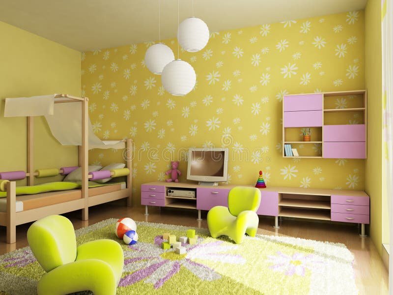 Interior del sitio de niños stock de ilustración Interior del sitio de niños stock de ilustración