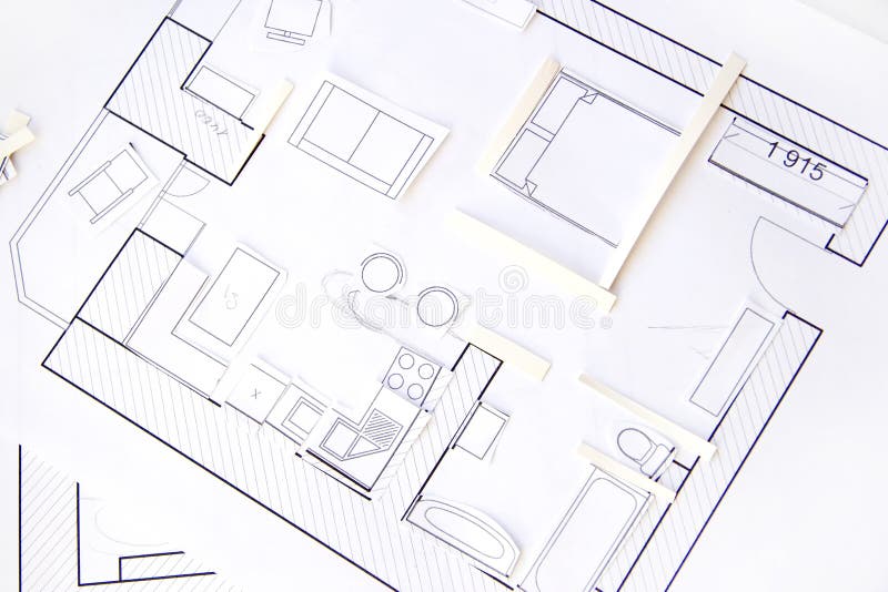 Interior design apartments - top view. Paper model royalty free stock images Interior design apartments - top view. Paper model royalty free stock images