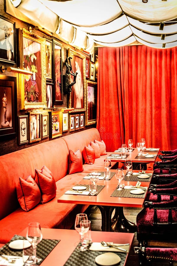 Interior Design of Beautiful Lounge Bar Restaurant with Table Seating Editorial Stock Image