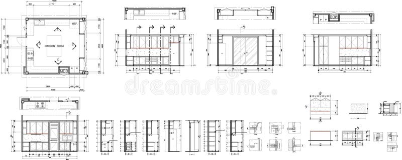 Interior design 2d kitchen room area luxurious original vector stock illustration