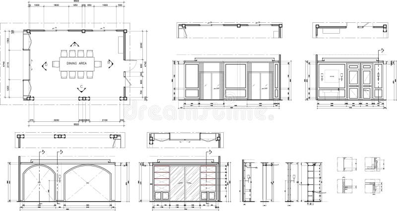 Interior design 2d pantry and dining room area luxurious original vector stock illustration