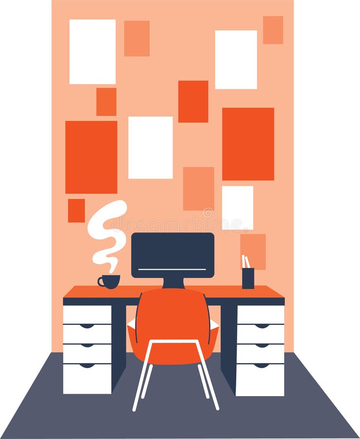 Interior Illustration of a Home Office. Stock Illustration Illustration of parents, back